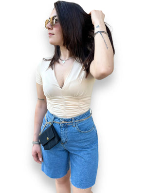 Body mezza manica con drappeggio mondello store