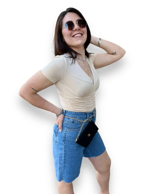 Body mezza manica con drappeggio mondello store