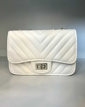 Borsa bianca con tracolla argento mondello store