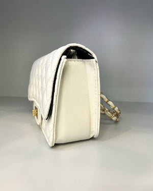 Borsa bianca con tracolla oro mondello store