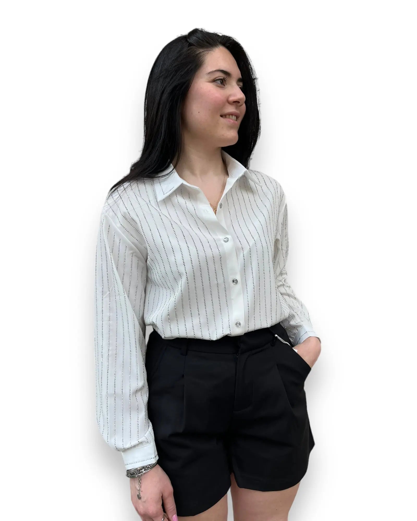 Camicia bianca con strass Mondello Store