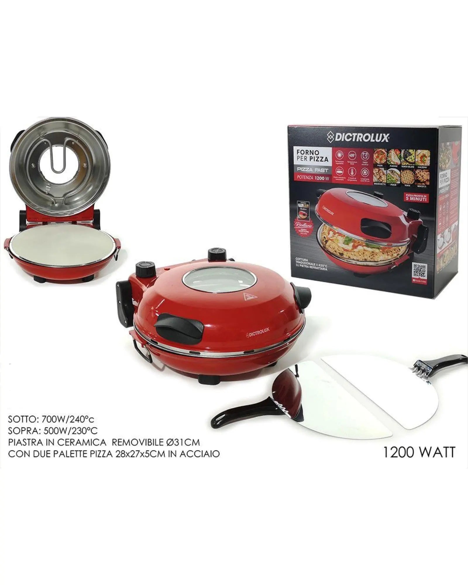 Forno pizza 1200W Dictrolux Dictrolux