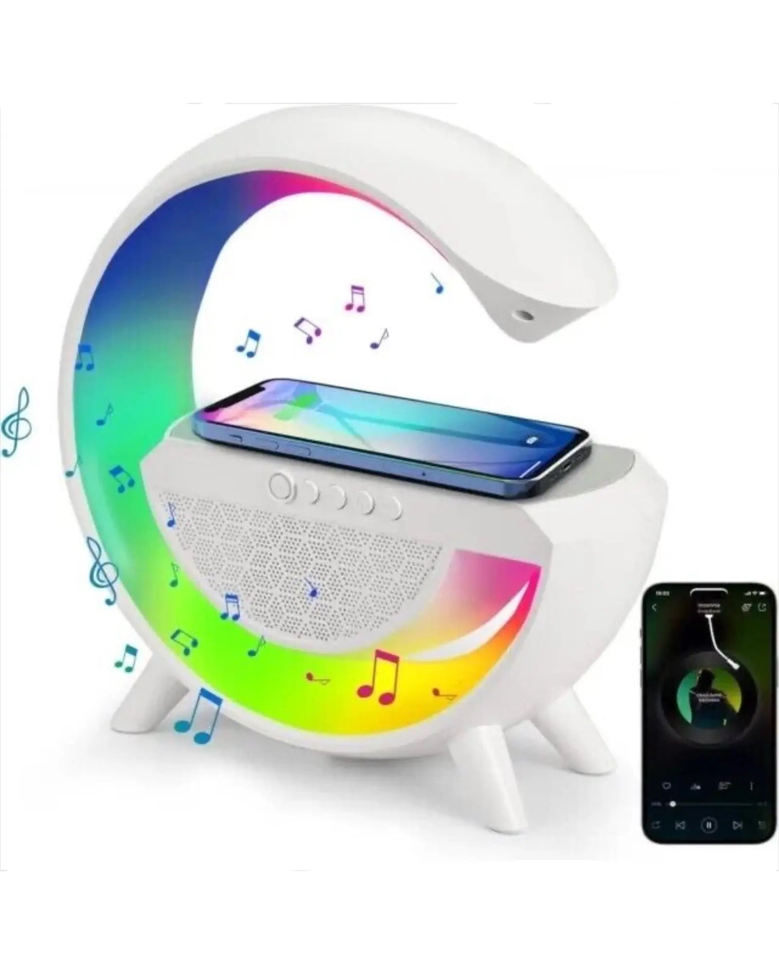 Lampada LED G-Lamp RGB con Ricarica Wireless Bluetooth Speaker Ricaricabile Radio FM SD Mondello Store