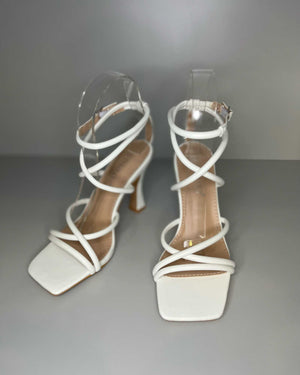 Sandali bianchi con tacco alto Tulipano