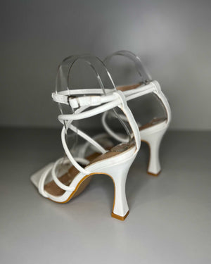 Sandali bianchi con tacco alto Tulipano