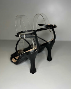 Sandali neri con tacco alto Tulipano