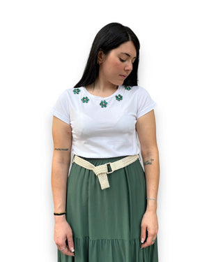 T-shirt bianca con fiori Timiami