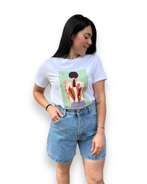 T-shirt bianca con stampa Donna Mondello Store