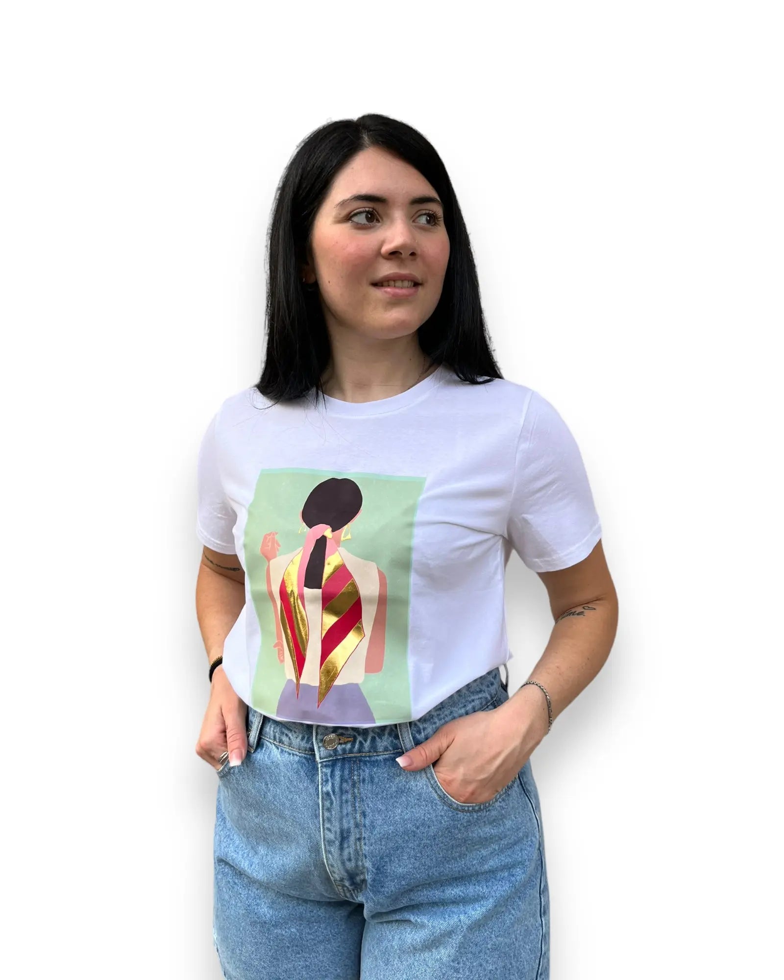 T-shirt bianca con stampa Donna Mondello Store