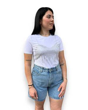 T-shirt con corpetto strass Timiami