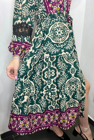 Abito lungo chemisier con stampa colorata Mondello Store