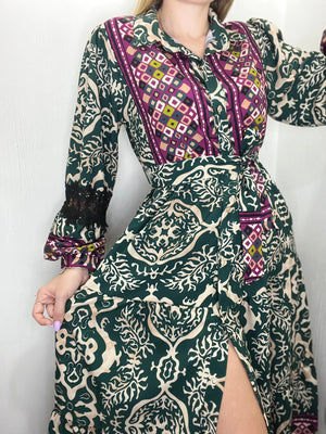 Abito lungo chemisier con stampa colorata Mondello Store