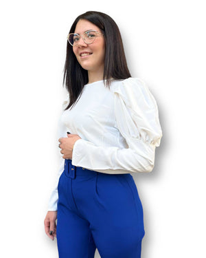 Blusa maniche a sbuffo bianca Mondello Store