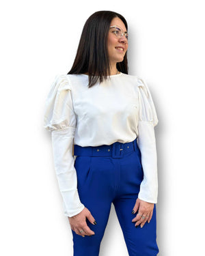 Blusa maniche a sbuffo bianca Mondello Store