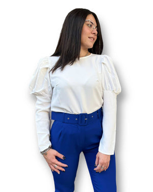 Blusa maniche a sbuffo bianca Mondello Store