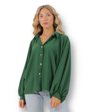 Camicia con colletto e bottoni oro Mondello Store