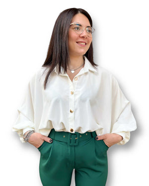 Camicia con colletto e bottoni oro Mondello Store