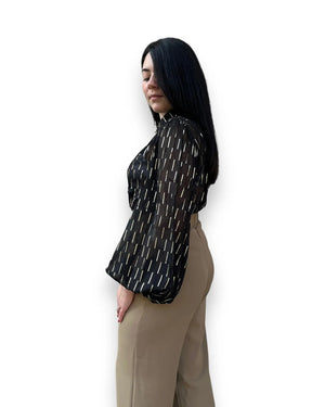 Camicia velata nera oro mondello store