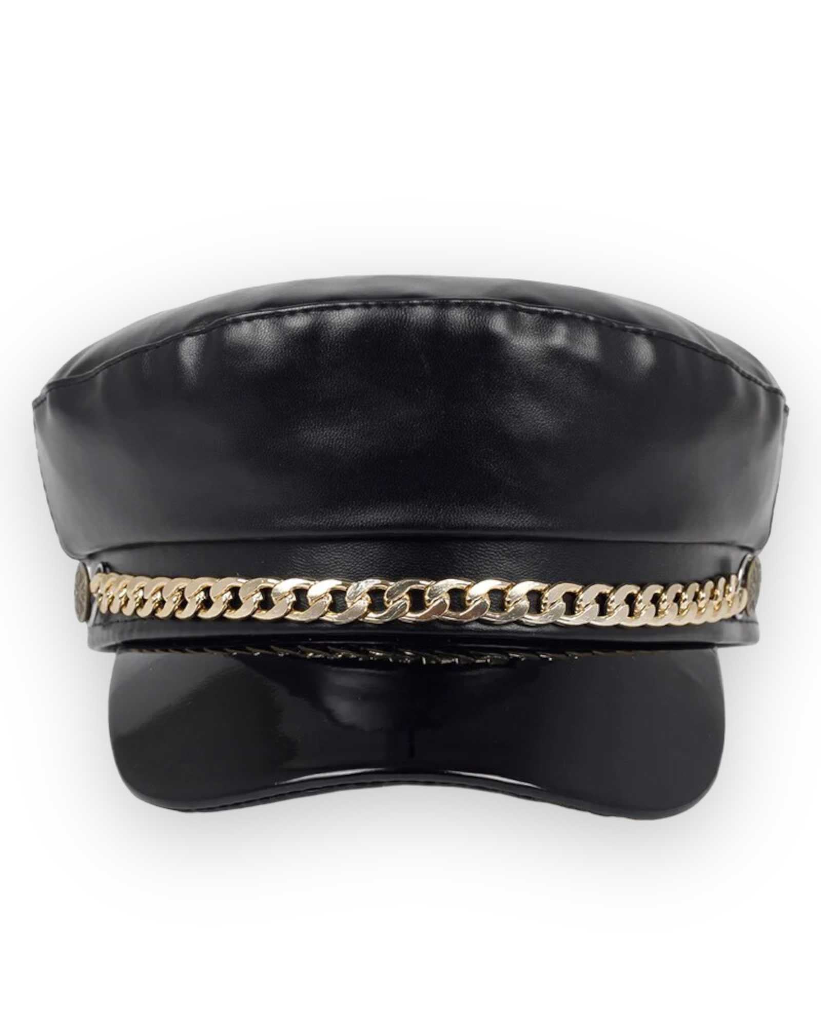 Cappello berretto donna ecopelle nero Mondello Store