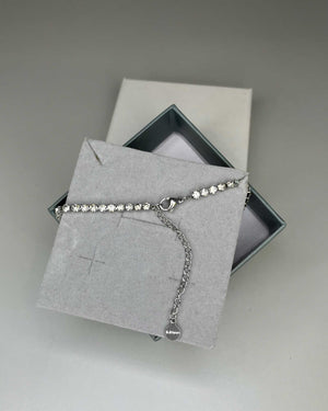 Collana girocollo argento stile tennis in acciaio e cristalli Mondello Store