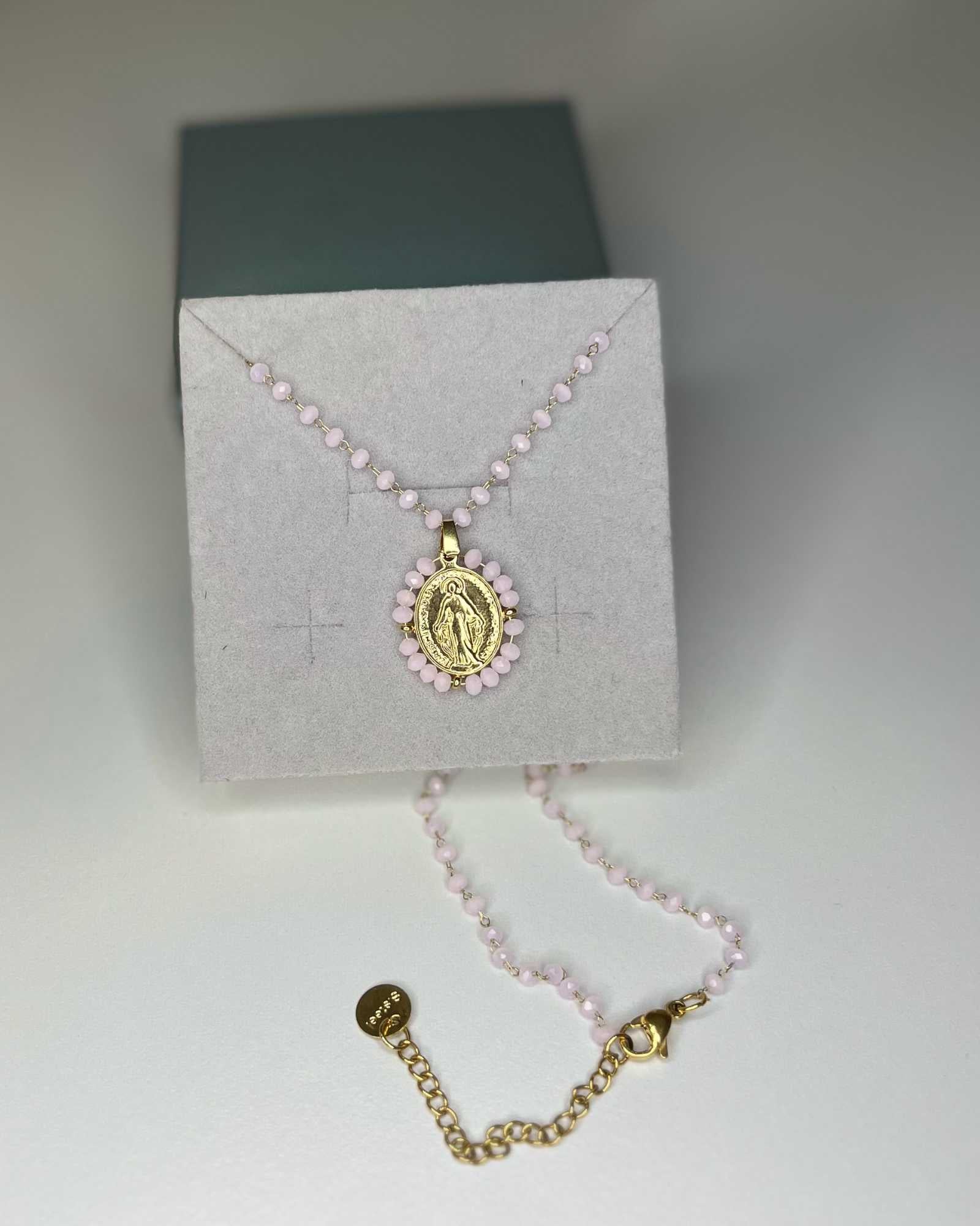 Collana Rosario e medaglia madonna miracolosa acciaio Mondello Store