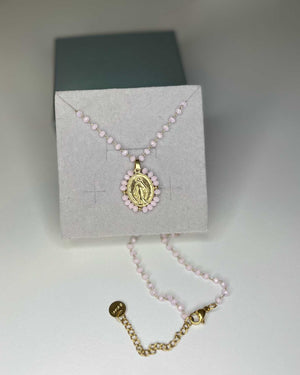 Collana Rosario e medaglia madonna miracolosa acciaio Mondello Store