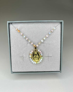 Collana Rosario e medaglia madonna miracolosa acciaio Mondello Store
