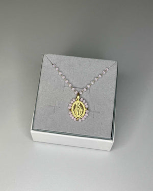 Collana Rosario e medaglia madonna miracolosa acciaio Mondello Store