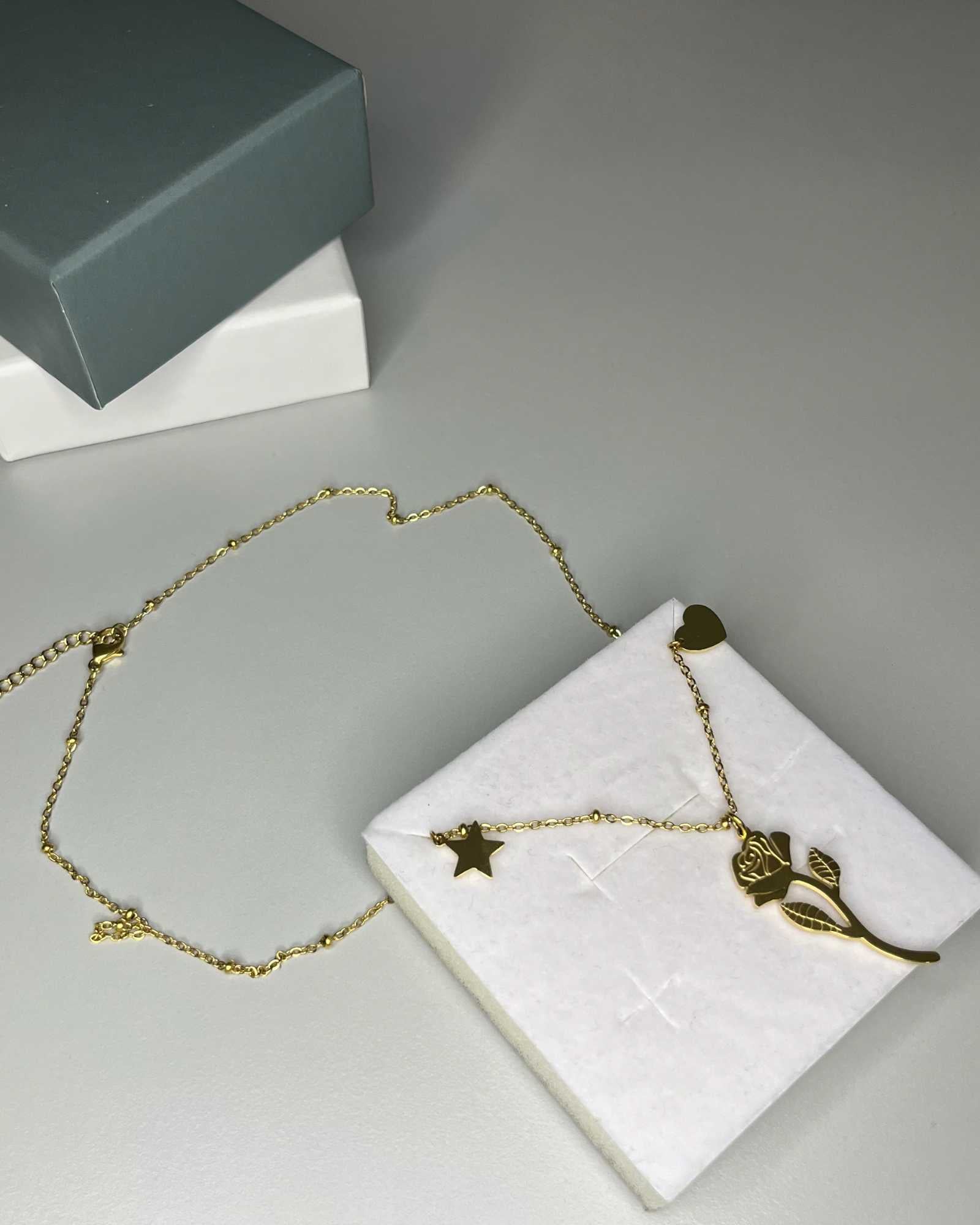 Collana oro con pendente rosa acciaio Mondello Store