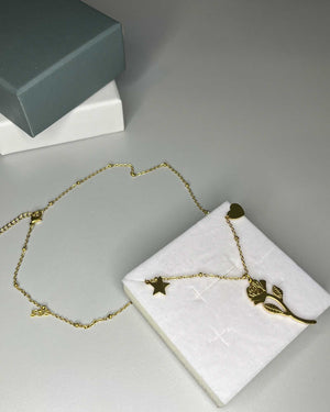 Collana oro con pendente rosa acciaio Mondello Store