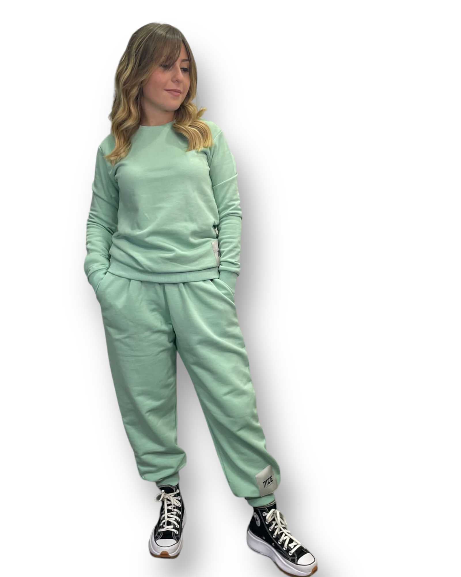 Coordinato tuta donna verde menta nice