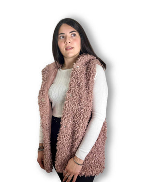 Gilet ecopelliccia Akè rosa Mondello Store