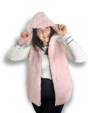 Gilet ecopelliccia Akè rosa - Iside Store