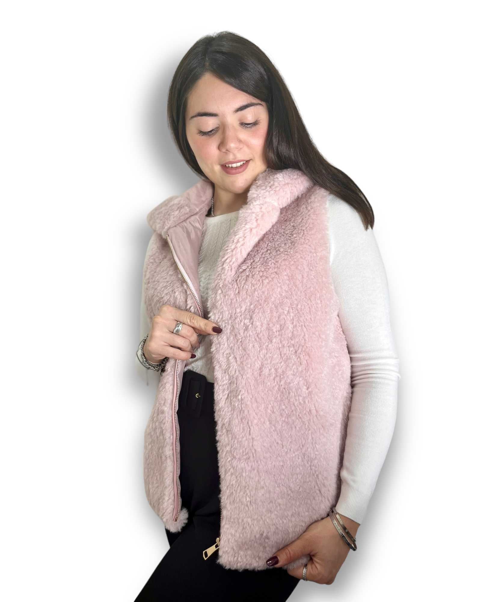 Gilet ecopelliccia Akè rosa - Iside Store