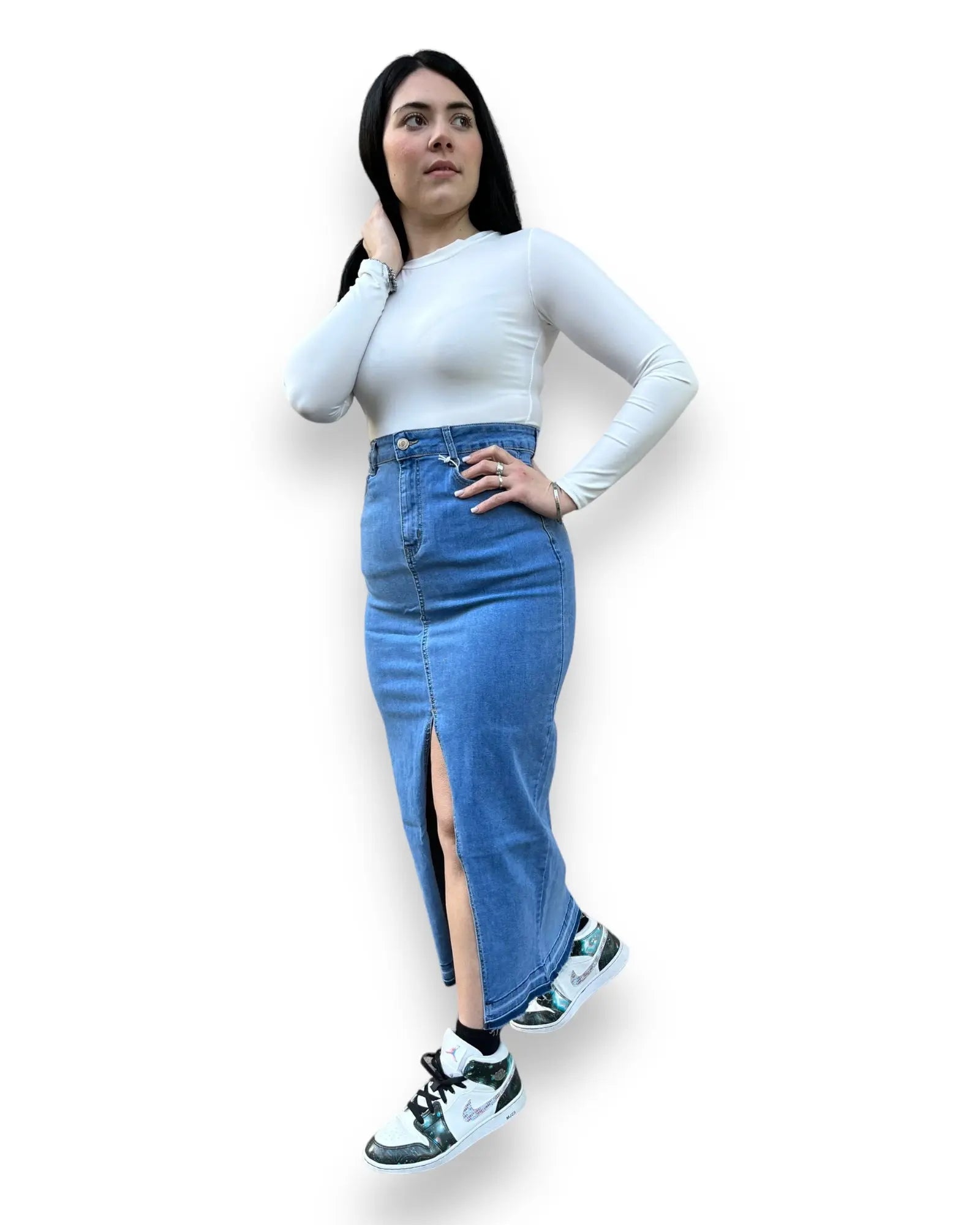 Gonna denim jeans con spacco mondello store