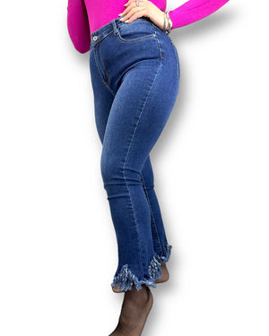 Jeans donna sfrangiato sette ottavi Mondello Store