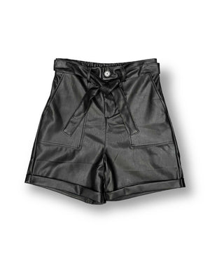 Pantaloncino effetto pelle nero Mondello Store