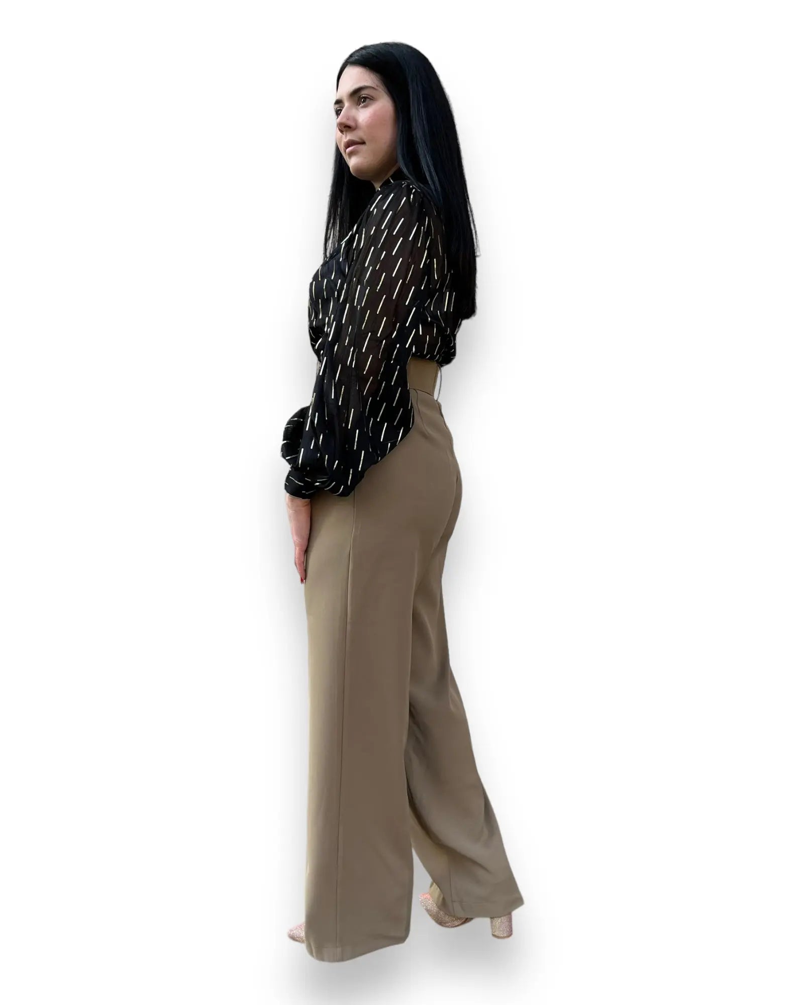 Pantalone ampio con cintura cammello Mondello Store