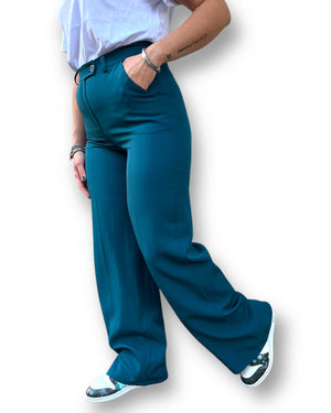 Pantalone fondo ampio verde petrolio Mondello Store