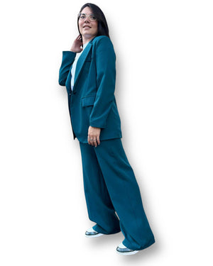 Pantalone fondo ampio verde petrolio Mondello Store