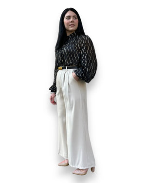 Pantalone palazzo crema con cintura Mondello Store