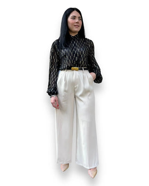 Pantalone palazzo crema con cintura Mondello Store