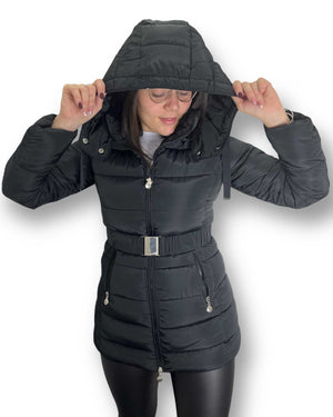 Piumino con cappuccio e cintura Mondello Store