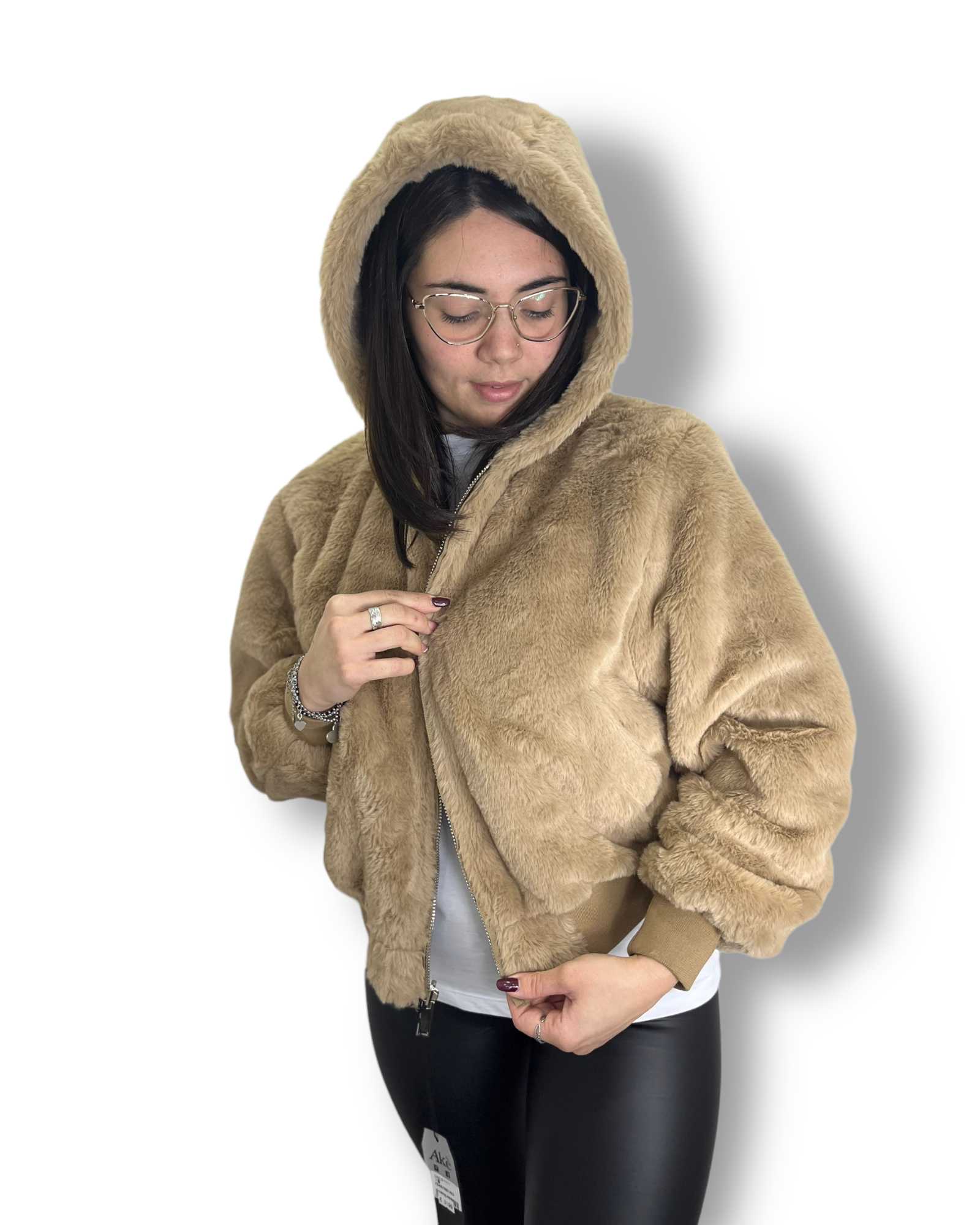 Piumino pelliccia reversibile beige - Iside Store