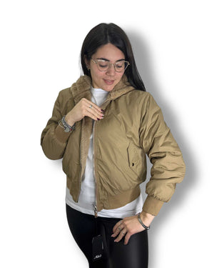 Piumino pelliccia reversibile beige - Iside Store