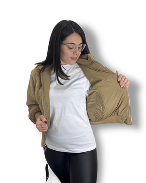 Piumino pelliccia reversibile beige - Iside Store