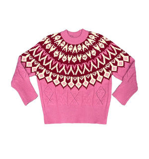 Pullover rosa fantasia jacquard Bluroyal
