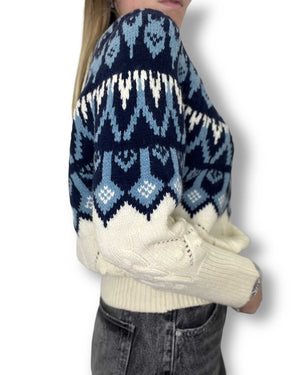 Pullover rosa fantasia jacquard Bluroyal