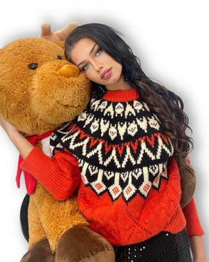 Pullover rosa fantasia jacquard Bluroyal