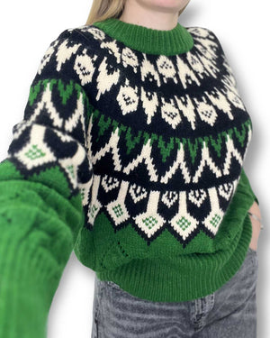 Pullover rosa fantasia jacquard Bluroyal